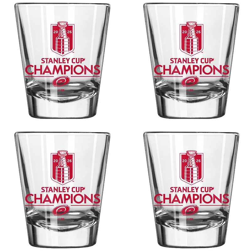 Logo Brands Carolina Hurricanes 2026 Stanley Cup Champions Four-Piece Shot Glass Set