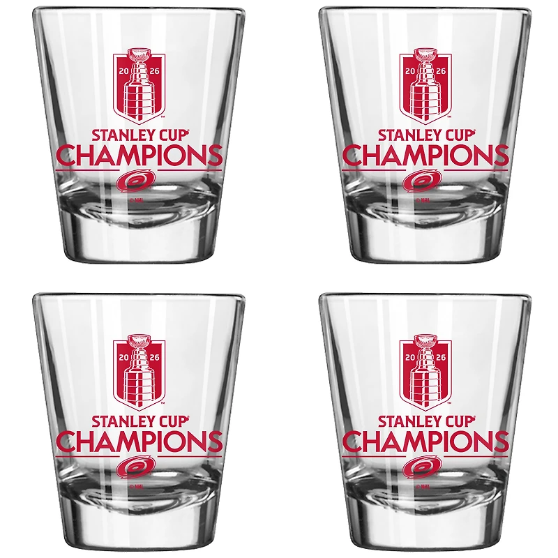 Logo Brands Carolina Hurricanes 2026 Stanley Cup Champions Four-Piece Shot Glass Set