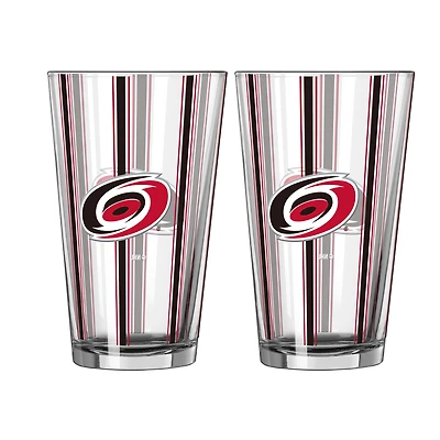 Logo Brands Carolina Hurricanes Two-Piece 16oz. Striped Pint Glass Set