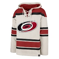Men's '47 Oatmeal Carolina Hurricanes Rockaway Lace-Up Pullover Hoodie