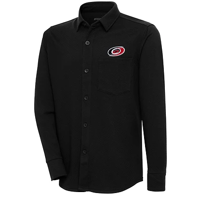 Men's Antigua  Black Carolina Hurricanes Streamer Button-Up Shacket