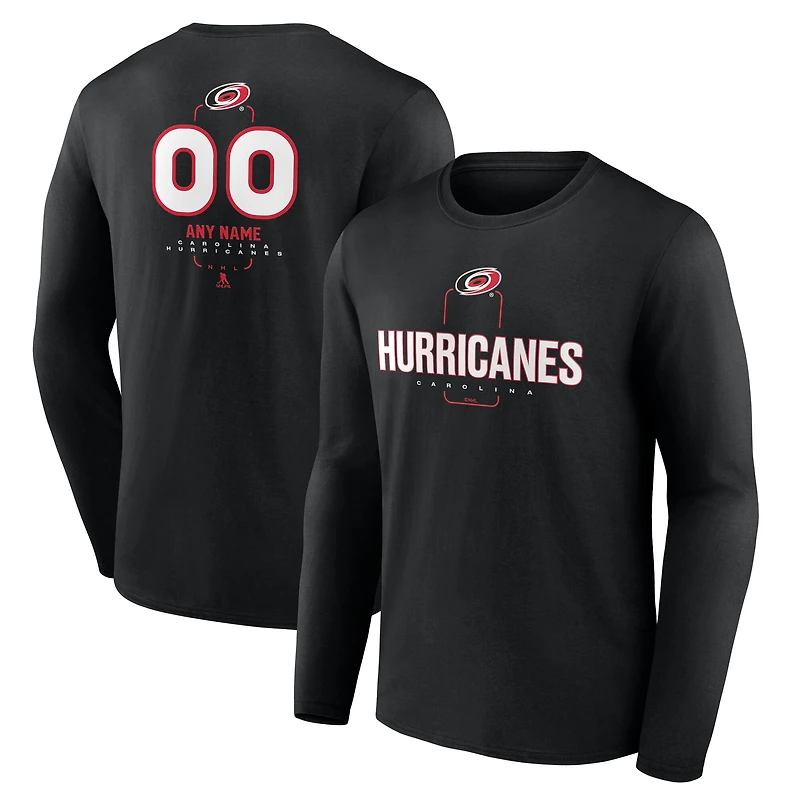 Men's Black Carolina Hurricanes Custom Midfielder Long Sleeve T-Shirt