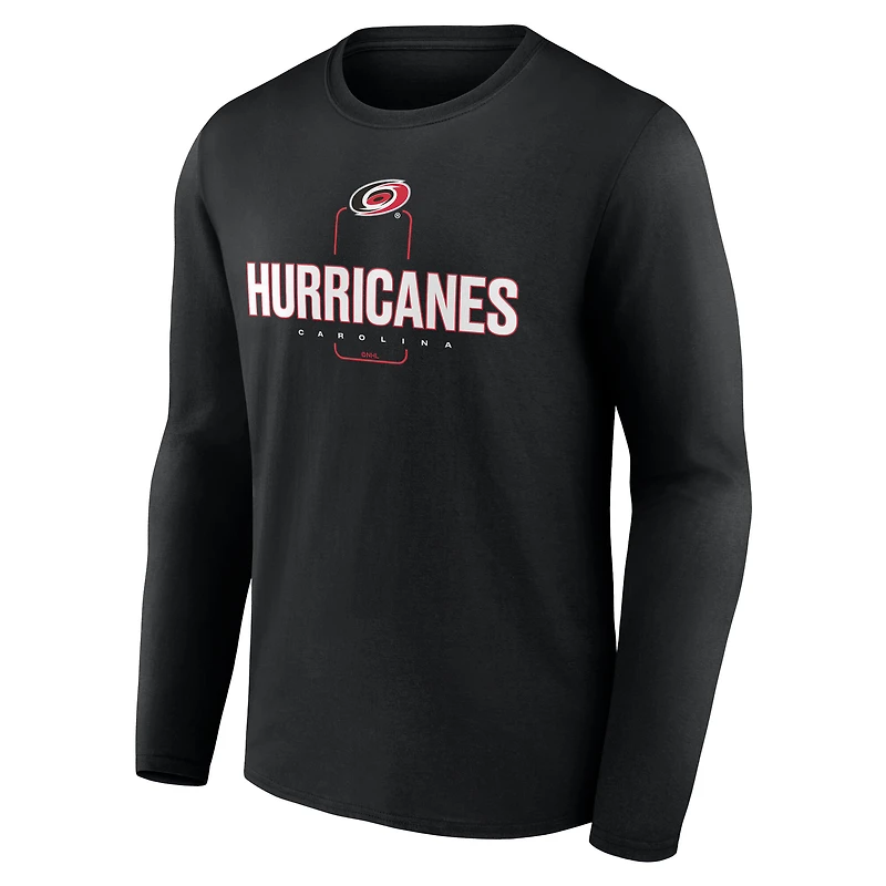 Men's Black Carolina Hurricanes Custom Midfielder Long Sleeve T-Shirt