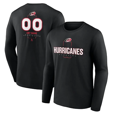 T-shirt à manches longues personnalisé pour homme, motif milieu de terrain rouge des Hurricanes la Caroline