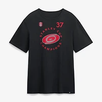 Men's Fanatics Andrei Svechnikov Black Carolina Hurricanes 2026 Stanley Cup Champions Authentic Pro Name & Number T-Shirt