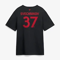 Men's Fanatics Andrei Svechnikov Black Carolina Hurricanes 2026 Stanley Cup Champions Authentic Pro Name & Number T-Shirt