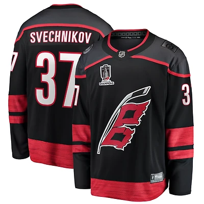 Men's Fanatics Andrei Svechnikov Black Carolina Hurricanes 2026 Stanley Cup Champions Home Breakaway Jersey