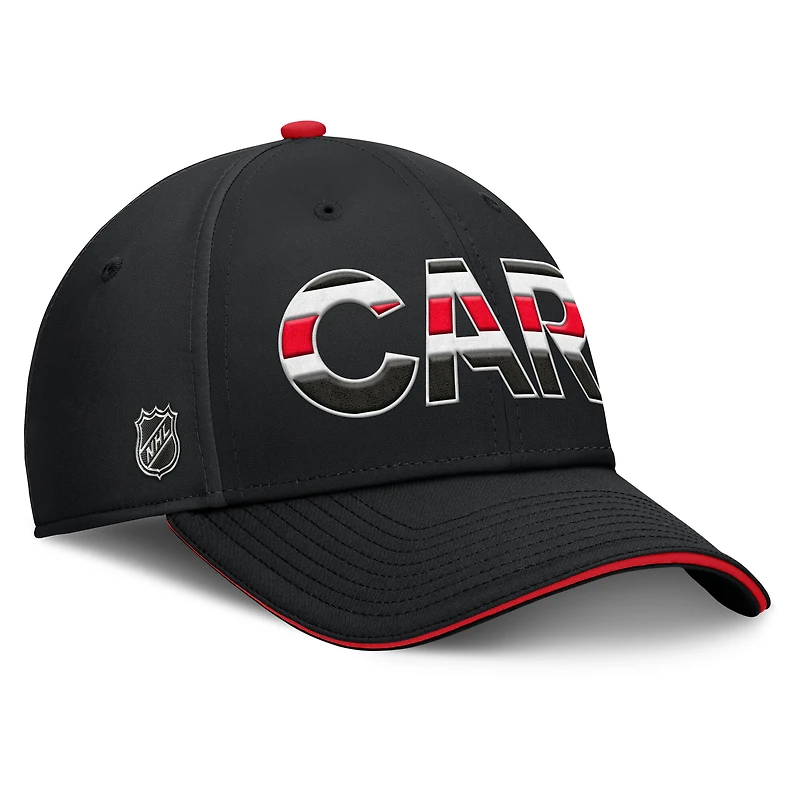 Men's Fanatics Black/Red Carolina Hurricanes Authentic Pro Rink Team Code Flex Hat