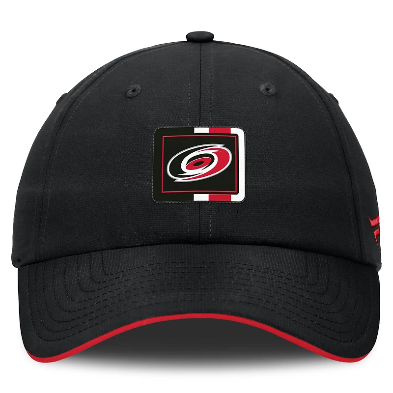 Casquette ajustable Authentic Pro Ripstop noire/rouge Carolina Hurricanes Fanatics pour homme