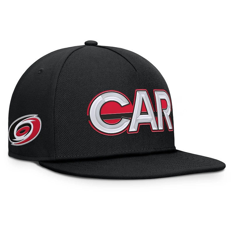 Men's Fanatics Black Carolina Hurricanes Authentic Pro Rink Team Code Snapback Hat
