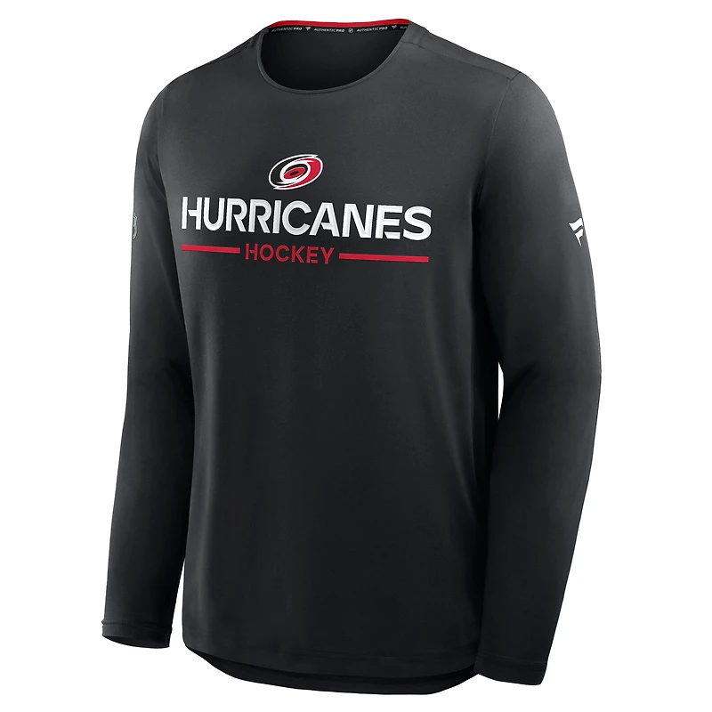 Men's Fanatics Black Carolina Hurricanes Authentic Pro Rink Tech Long Sleeve T-Shirt