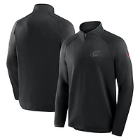 Men's Fanatics Black Carolina Hurricanes Authentic Pro Tonal Rink Raglan Quarter-Zip Pullover