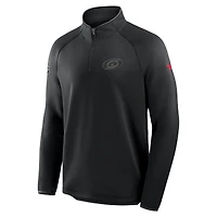 Men's Fanatics Black Carolina Hurricanes Authentic Pro Tonal Rink Raglan Quarter-Zip Pullover