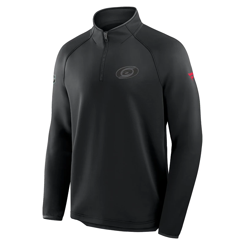 Pull raglan à quart de zip noir authentique Pro Tonal Rink des Hurricanes la Caroline pour homme