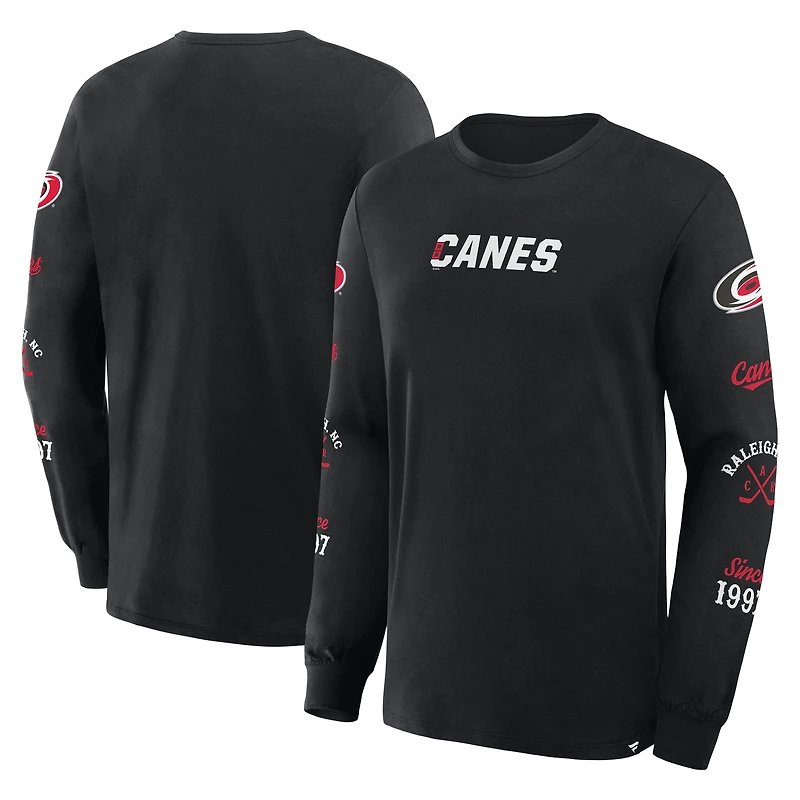 T-shirt à manches longues Fanatics pour hommes, noir, Carolina Hurricanes, Boxed Legacy