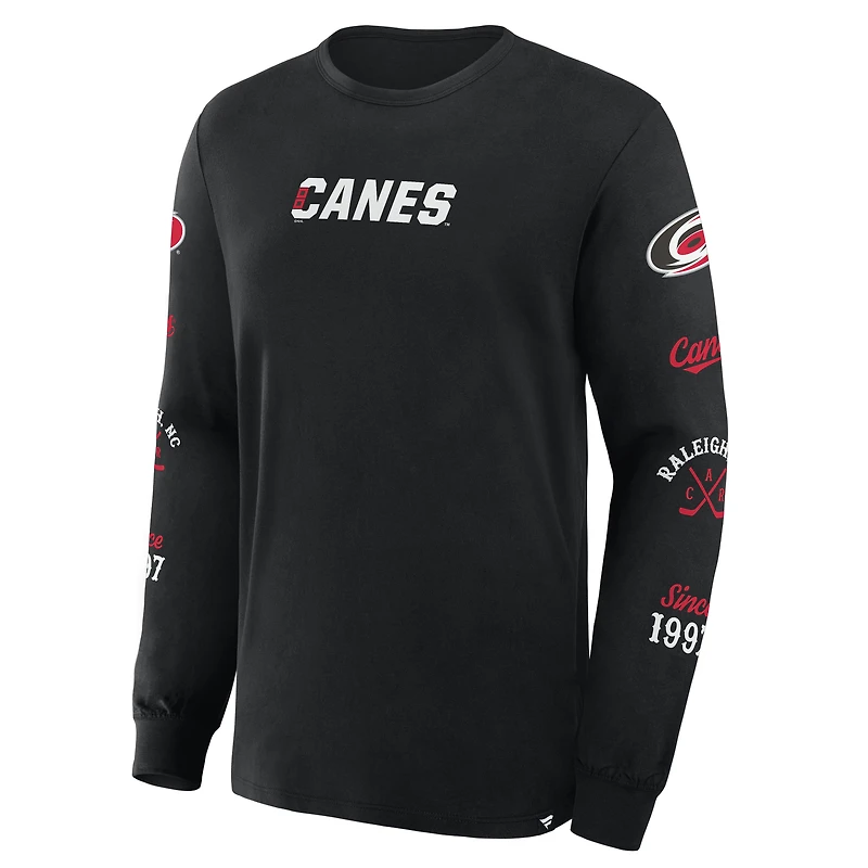 T-shirt à manches longues Fanatics pour hommes, noir, Carolina Hurricanes, Boxed Legacy