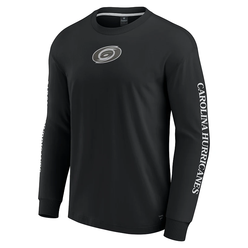 Men's Fanatics Black Carolina Hurricanes Elements Strive Long Sleeve T-Shirt