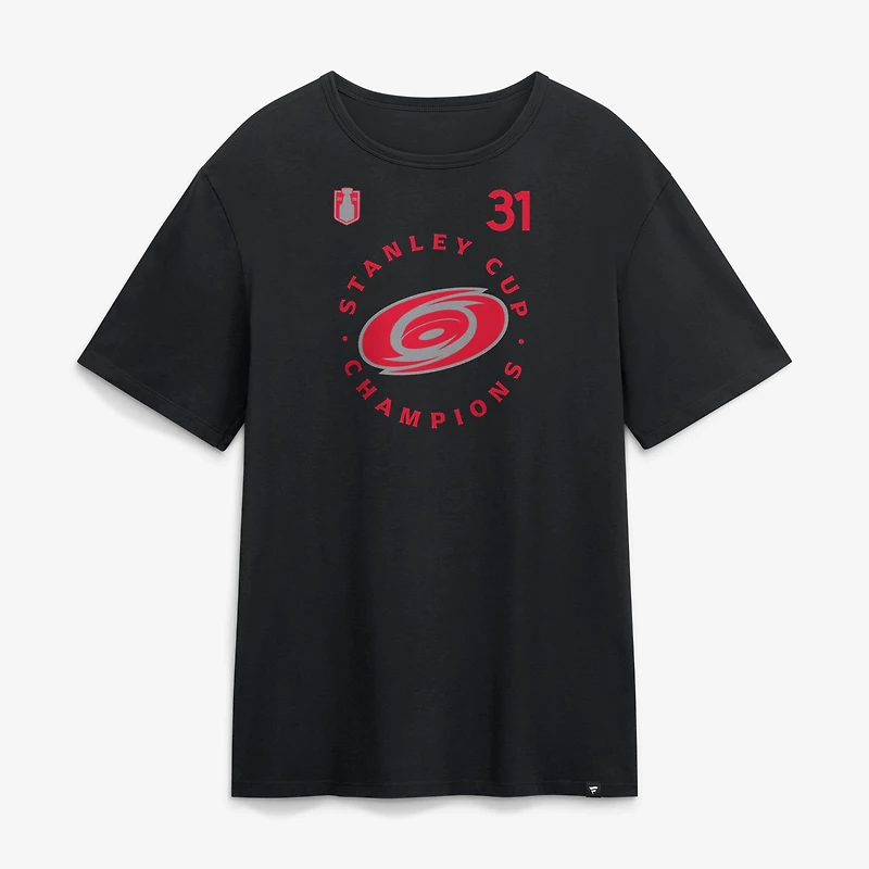 Men's Fanatics Frederik Andersen Black Carolina Hurricanes 2026 Stanley Cup Champions Authentic Pro Name & Number T-Shirt