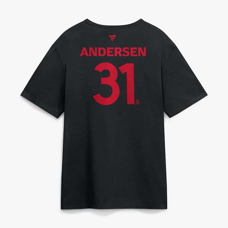 Men's Fanatics Frederik Andersen Black Carolina Hurricanes 2026 Stanley Cup Champions Authentic Pro Name & Number T-Shirt
