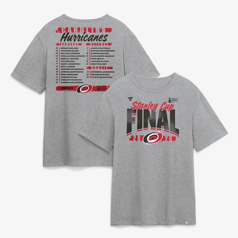 Men's Fanatics  Heather Gray Carolina Hurricanes 2026 Stanley Cup Final Roster T-Shirt