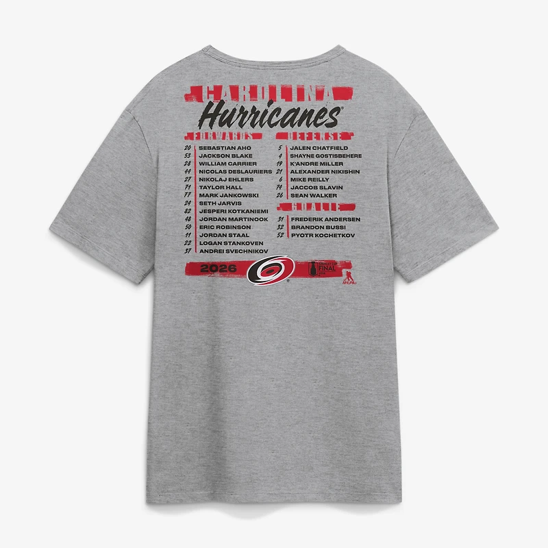 Men's Fanatics  Heather Gray Carolina Hurricanes 2026 Stanley Cup Final Roster T-Shirt