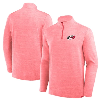 Pull à col zippé Fanatics Heather Red Carolina Hurricanes pour homme