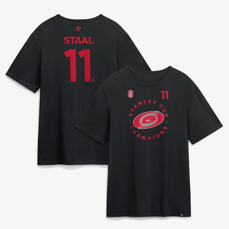 Men's Fanatics Jordan Staal Black Carolina Hurricanes 2026 Stanley Cup Champions Authentic Pro Name & Number T-Shirt