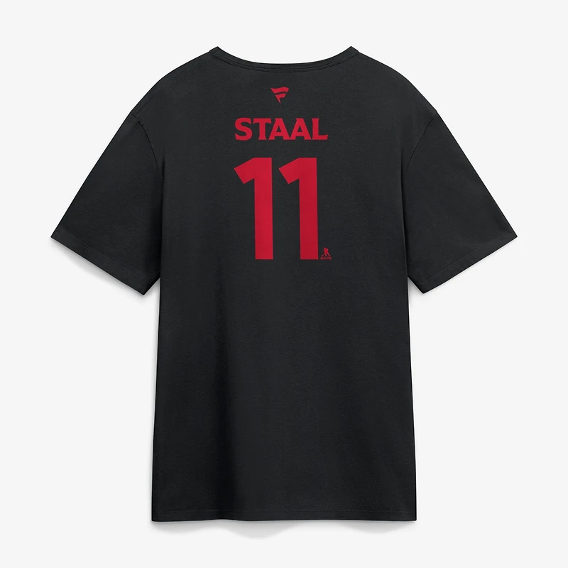 Men's Fanatics Jordan Staal Black Carolina Hurricanes 2026 Stanley Cup Champions Authentic Pro Name & Number T-Shirt