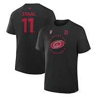 Men's Fanatics Jordan Staal Black Carolina Hurricanes 2026 Stanley Cup Champions Authentic Pro Name & Number T-Shirt