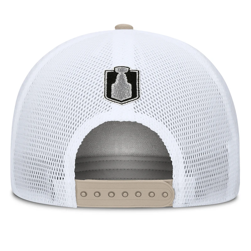 Men's Fanatics  Light Beige/White Carolina Hurricanes 2026 Stanley Cup Champions A-Frame Trucker Adjustable Hat