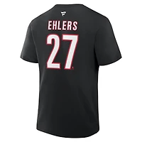 Men's Fanatics Nikolaj Ehlers Black Carolina Hurricanes Authentic Stack Name & Number T-Shirt