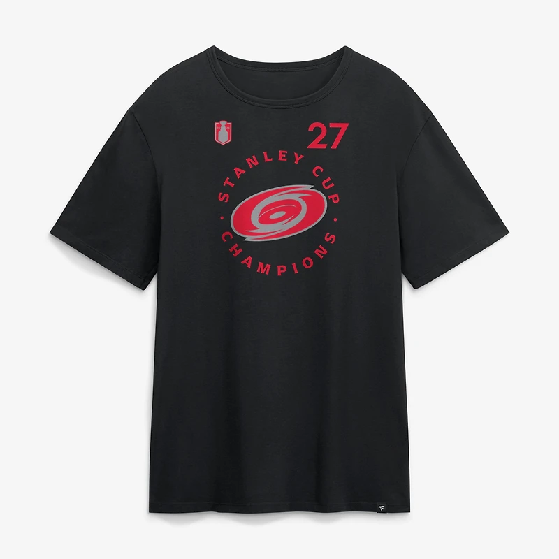 Men's Fanatics Nikolaj Ehlers Black Carolina Hurricanes 2026 Stanley Cup Champions Authentic Pro Name & Number T-Shirt