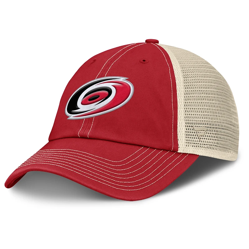 Casquette trucker ajustable Fanatics rouge/naturelle Carolina Hurricanes Rival pour homme