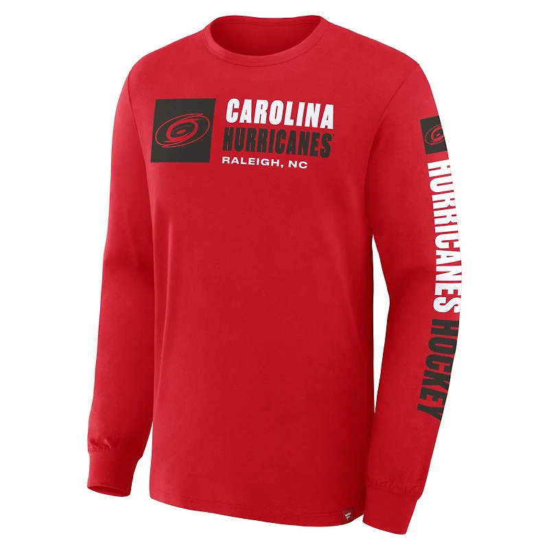 Men's Fanatics Red Carolina Hurricanes Goal Crease Legacy Long Sleeve T-Shirt