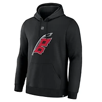 Men's Fanatics Sebastian Aho Black Carolina Hurricanes Authentic Stack Name & Number Hoodie