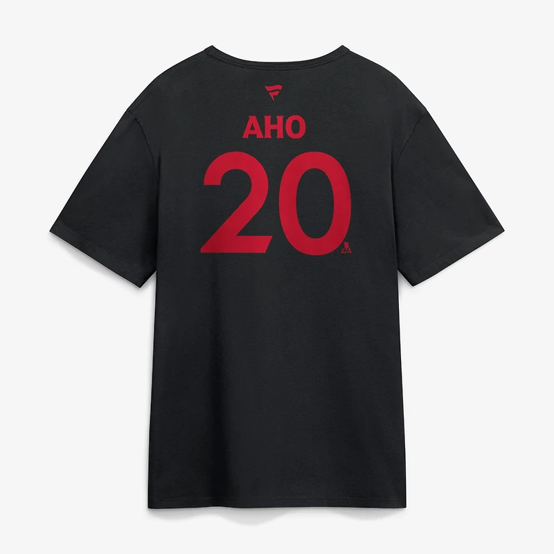 Men's Fanatics Sebastian Aho Black Carolina Hurricanes 2026 Stanley Cup Champions Authentic Pro Name & Number T-Shirt