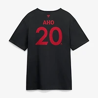 Men's Fanatics Sebastian Aho Black Carolina Hurricanes 2026 Stanley Cup Champions Authentic Pro Name & Number T-Shirt