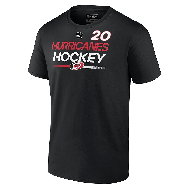 Men's Fanatics Sebastian Aho Black Carolina Hurricanes Authentic Pro Prime Name & Number T-Shirt