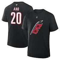 Men's Fanatics Sebastian Aho Carolina Hurricanes Authentic Stack Name & Number T-Shirt
