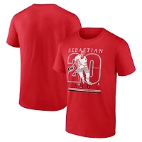 T-shirt authentique pour homme Fanatics Sebastian Aho Red Carolina Hurricanes avec nom et numéro Stack
