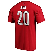 Fanatics pour hommes Sebastian Aho Red Carolina Hurricanes Team Authentic Stack Name & Number T-shirt