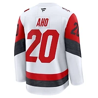 Maillot extérieur premium blanc Fanatics Sebastian Aho pour homme des Hurricanes de la Caroline