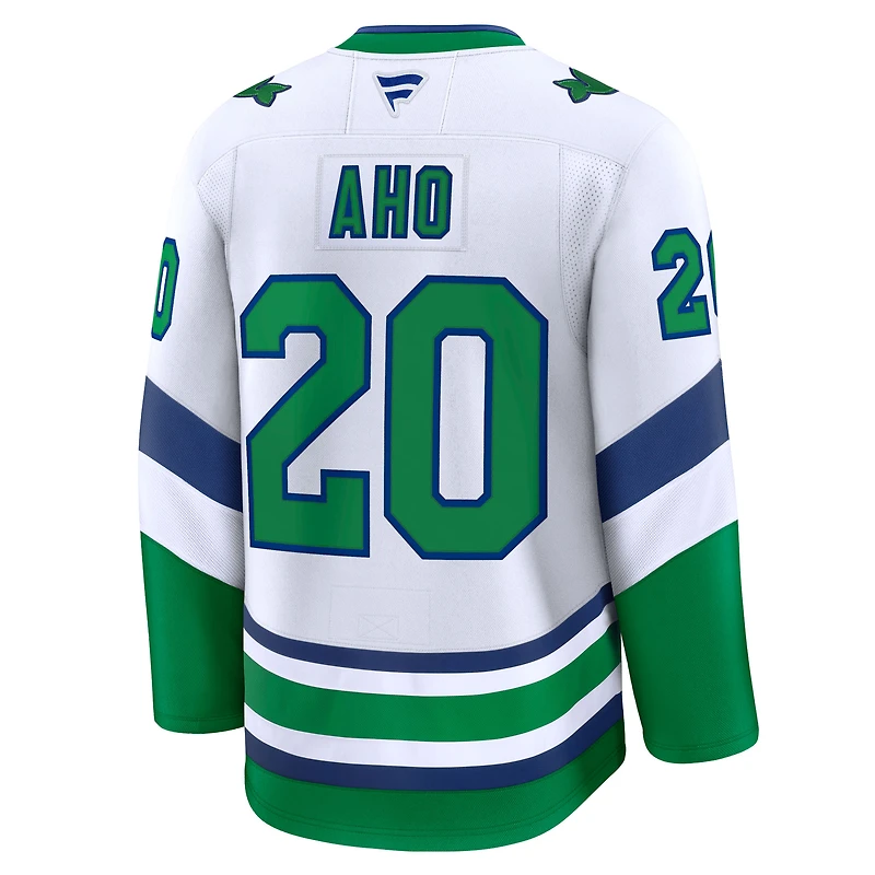 Men's Fanatics Sebastian Aho White Carolina Hurricanes Throwback Premium Jersey