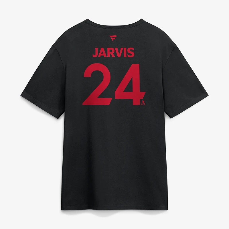 Men's Fanatics Seth Jarvis Black Carolina Hurricanes 2026 Stanley Cup Champions Authentic Pro Name & Number T-Shirt