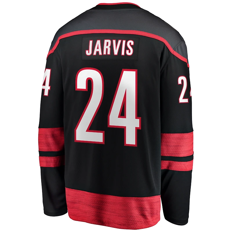 Fanatics pour hommes Seth Jarvis noir Carolina Hurricanes Home Breakaway - Maillot