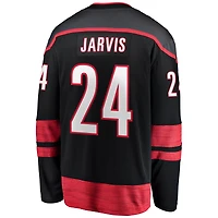 Fanatics pour hommes Seth Jarvis noir Carolina Hurricanes Home Breakaway - Maillot