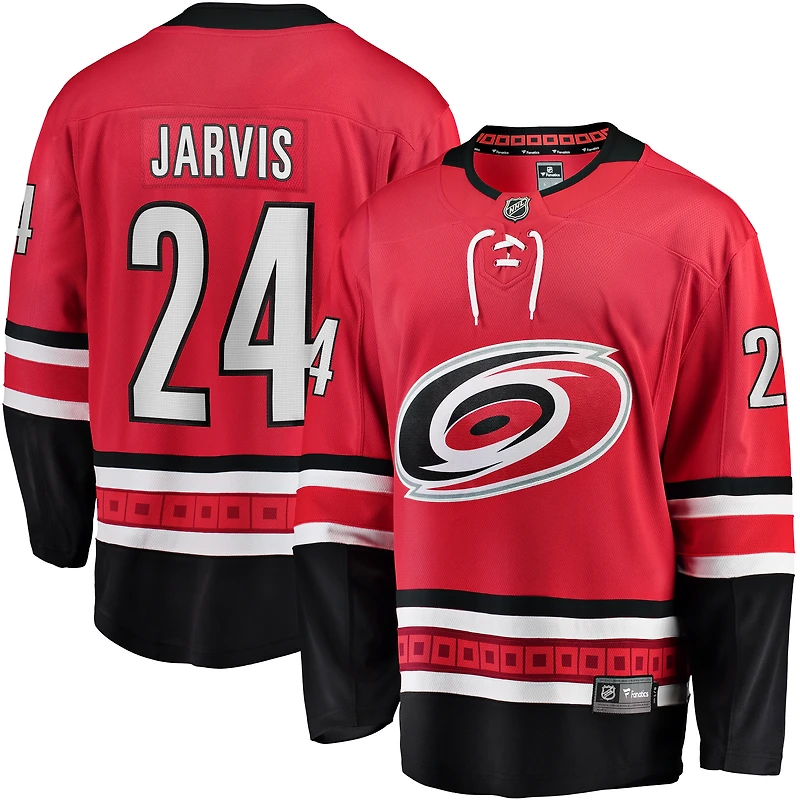Maillot de joueur échappé alternatif des Hurricanes la Caroline Fanatics Seth Jarvis pour hommes, rouge