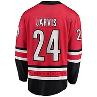 Maillot de joueur échappé alternatif des Hurricanes la Caroline Fanatics Seth Jarvis pour hommes, rouge