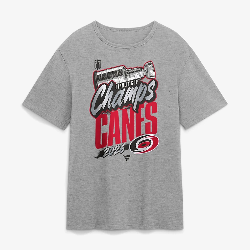 Men's Fanatics Steel Carolina Hurricanes 2026 Stanley Cup Champions Replica Locker Room T-Shirt