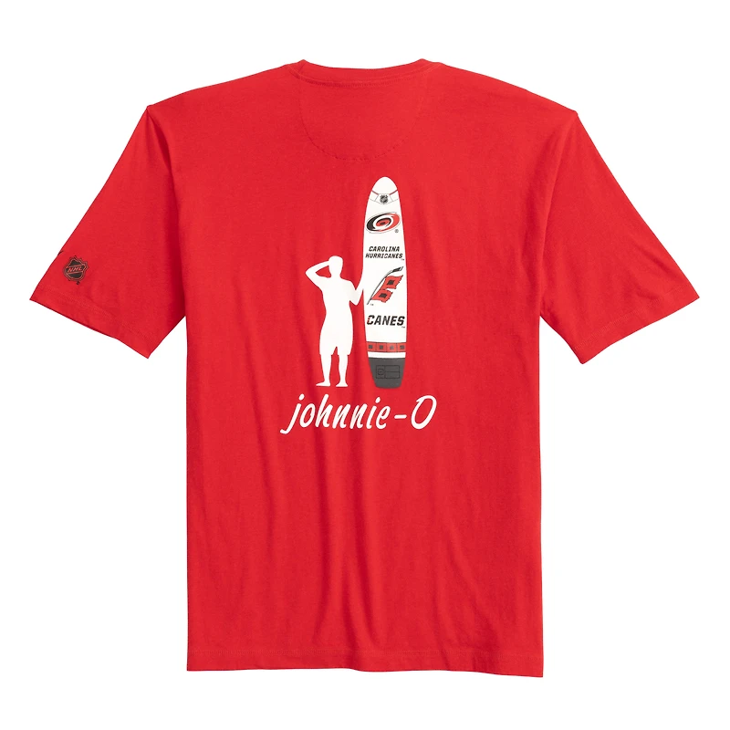 T-shirt rouge chiné Spencer des Hurricanes de la Caroline pour hommes Johnnie-O